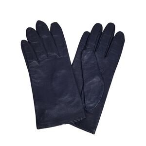 Vintage Fownes Womens Genuine Blue Leather Gloves Sz 7.5 Antron Lined NWOT